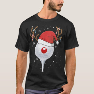 Kerstgoft Reindeer Funny Santa Hat Golf Lover T-shirt