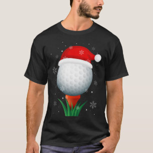 Kerstgoft Reindeer Funny Santa Hat Golf Lover T-shirt