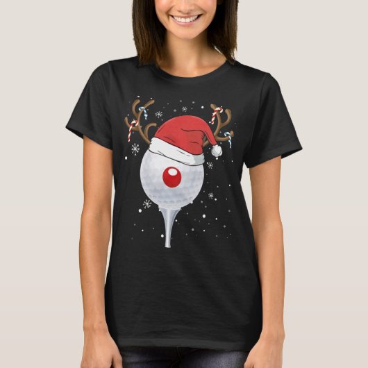 Kerstgoft Reindeer Funny Santa Hat Golf Lover T-shirt (Voorkant)