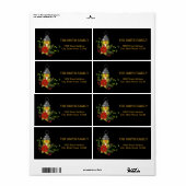 KerstGold-decor met zwarte achtergrond Etiket (Full Sheet)