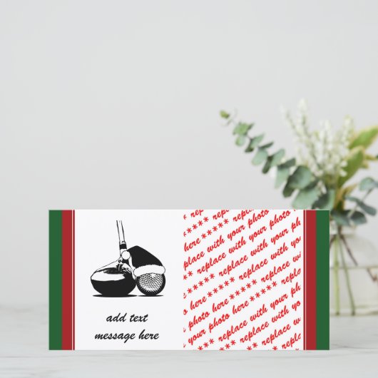 KerstGolf Ball en Club Feestdagenkaart (Staand voorkant)