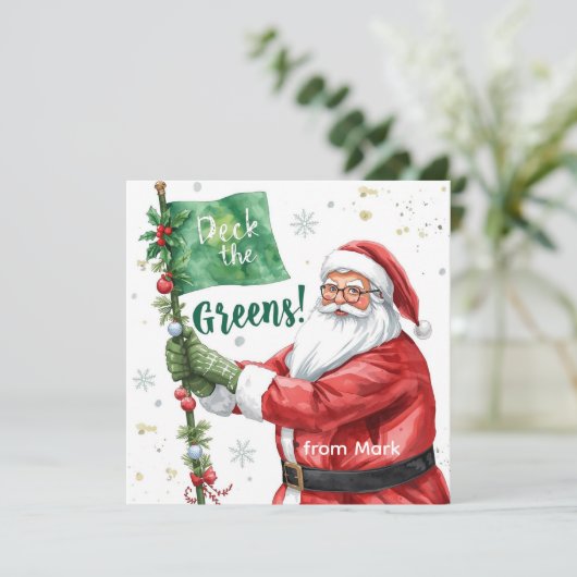 Kerstgolf met Santa Golfer op de golfbaan Feestdagenkaart (Staand voorkant)