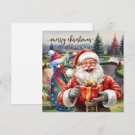 Kerstgolf met Santa Golfer op de golfbaan Feestdagenkaart (Voorkant / Achterkant)