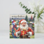 Kerstgolf met Santa Golfer op de golfbaan Feestdagenkaart (Staand voorkant)