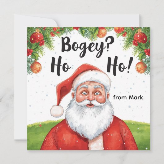 Kerstgolf met Santa Golfer op de golfbaan Feestdagenkaart (Voorkant)