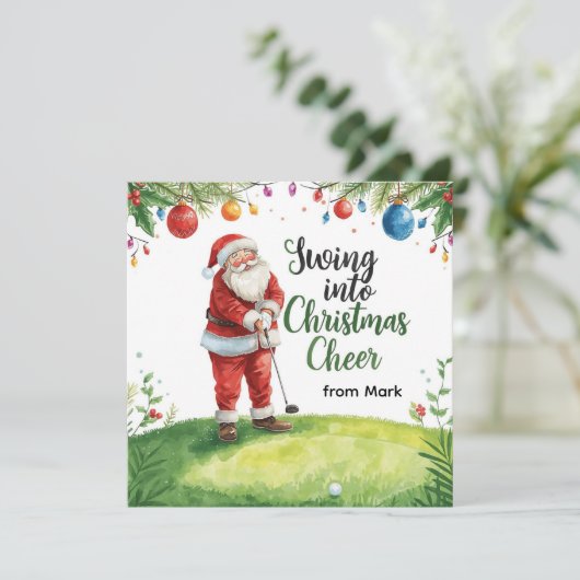 Kerstgolf met Santa Golfer op de golfbaan Feestdagenkaart (Staand voorkant)