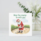 Kerstgolf met Santa Golfer op de golfbaan Feestdagenkaart (Staand voorkant)