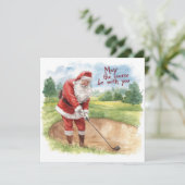 Kerstgolf met Santa Golfer op de golfbaan Feestdagenkaart (Staand voorkant)