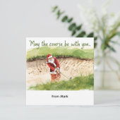 Kerstgolf met Santa Golfer op de golfbaan Feestdagenkaart (Staand voorkant)