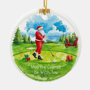 Kerstgolf met Santa Golfer op de golfbaan Keramisch Ornament