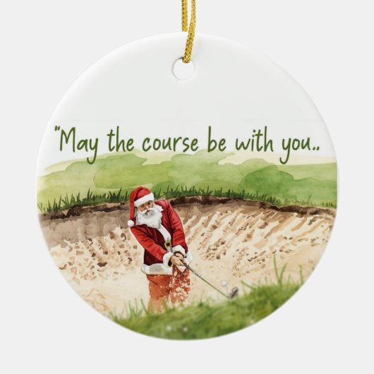 Kerstgolf met Santa Golfer op de golfbaan Keramisch Ornament (Voorkant)