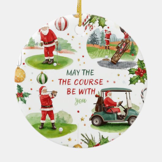 Kerstgolf met Santa Golfer op de golfbaan Keramisch Ornament (Achterkant)