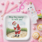 Kerstgolf met Santa Golfer op de golfbaan Papieren Bordje (Feest)