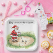 Kerstgolf met Santa Golfer op de golfbaan Papieren Bordje (Feest)