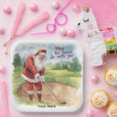 Kerstgolf met Santa Golfer op de golfbaan Papieren Bordje (Feest)