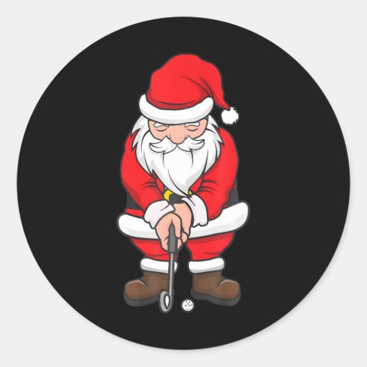 kerstGolf Santa Claus Swing Funny Golf Ronde Sticker (Voorkant)