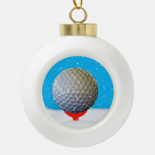 KerstGolfbal in de sneeuw Keramische Bal Ornament