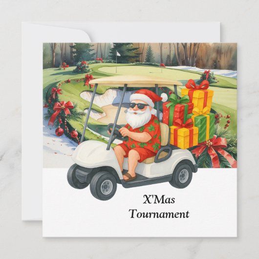 Kerstgolfen met Kerstman op de Green Kaart (Voorkant)