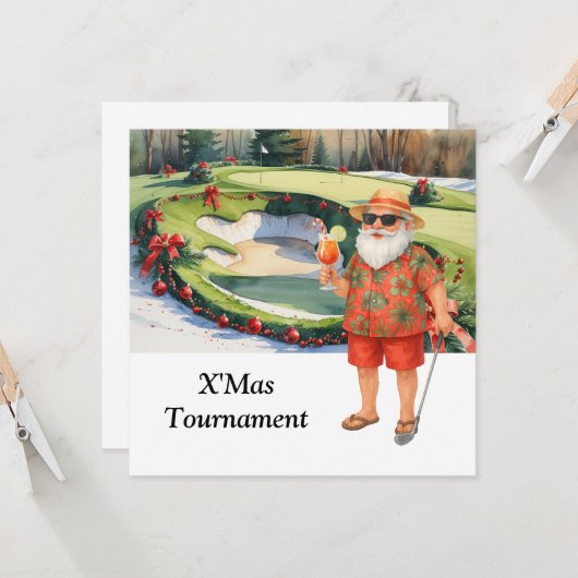 Kerstgolfen met Kerstman op het gras Kaart (Voorkant / Achterkant in situ)