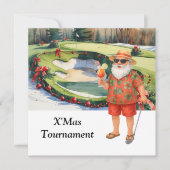 Kerstgolfen met Kerstman op het gras Kaart (Voorkant)