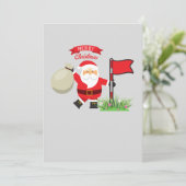 Kerstgolfer met Kerstman houdt golfvlag Feestdagenkaart (Staand voorkant)