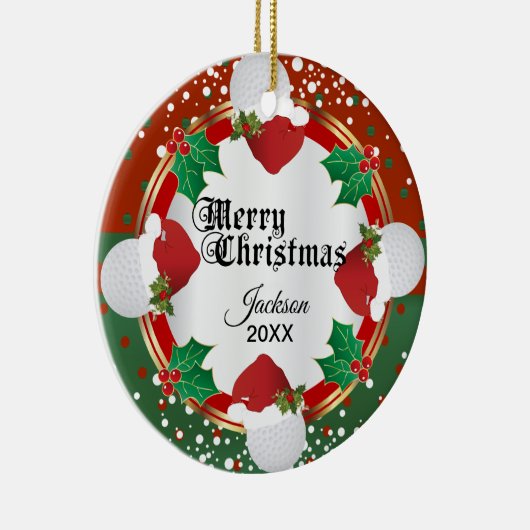 kerstgolfontwerp | DIY-naam Keramisch Ornament (Rechts)