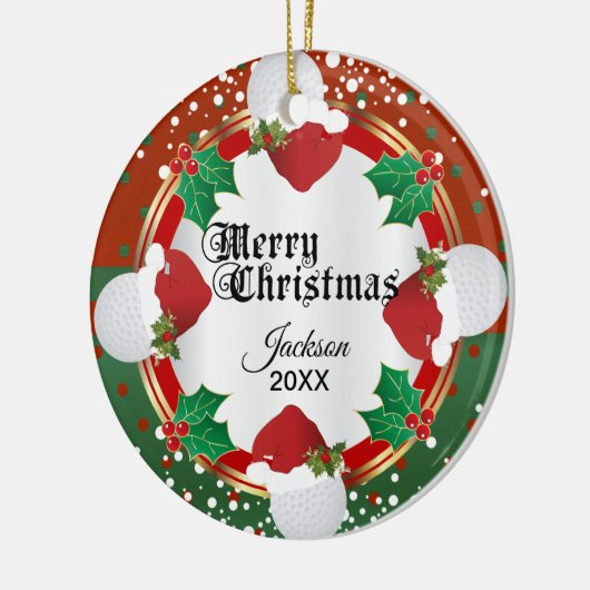 kerstgolfontwerp | DIY-naam Keramisch Ornament (Links)