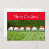 Kerstgolfvakantie met kerstmuts op het gras feestdagenkaart (Voorkant / Achterkant)