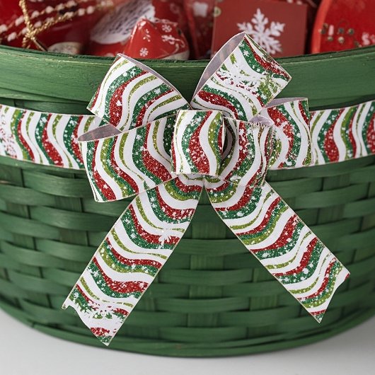 Kerstgolven en sneeuwvlokken satijnen lint