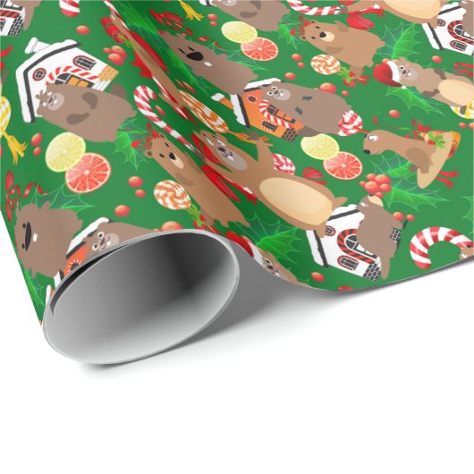 kerstgopher cadeaupapier (Rol Hoek)