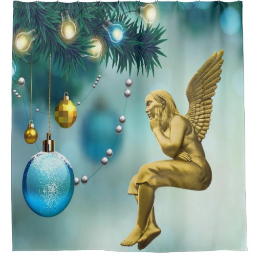 Kerstgordijn, Angel Douchegordijn (Voorkant)