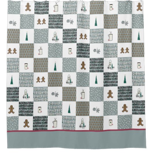 kerstgordijn douchegordijn (Voorkant)