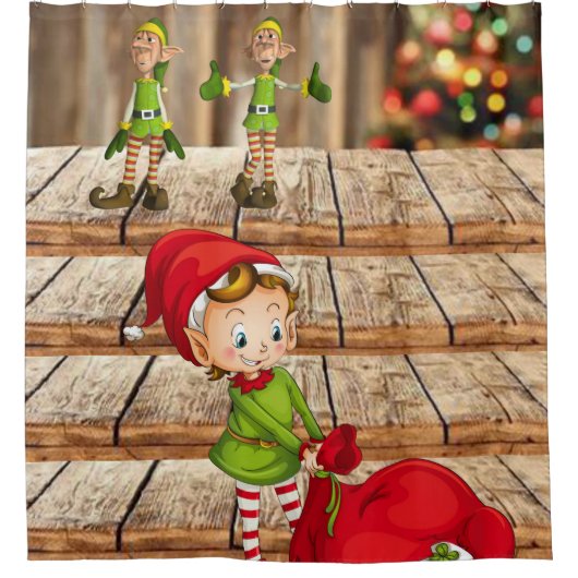 kerstgordijn, Elf Douchegordijn (Voorkant)