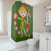 kerstgordijn, Elf Peppermint Douchegordijn (In situ)