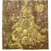 Kerstgordijn, Gold Angel Douchegordijn (Voorkant)