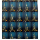 kerstgordijn/kerstbomen douchegordijn (Voorkant)