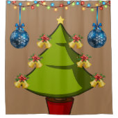 kerstgordijn, kerstboom douchegordijn (Voorkant)