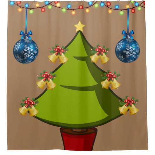 kerstgordijn, kerstboom douchegordijn (Voorkant)