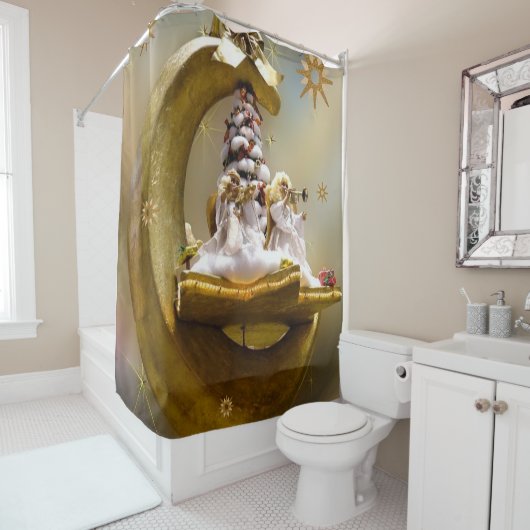 kerstgordijn, kerstengel douchegordijn (In situ)