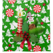 kerstgordijn, kerstkaarskaarsje douchegordijn (Voorkant)