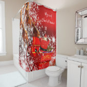 Kerstgordijn/kerstman en slee douchegordijn (In situ)