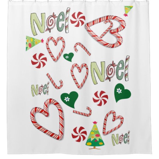 kerstgordijn, kerstnoel douchegordijn (Voorkant)