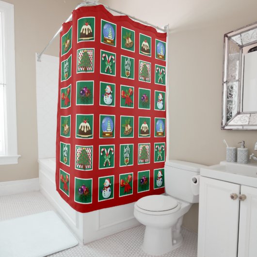 kerstgordijn met "Quilt"-douche Douchegordijn (In situ)