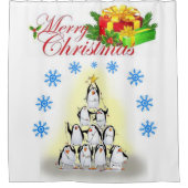 kerstgordijn, pretkerpinguïn douchegordijn (Voorkant)