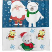 kerstgordijn, Santa Teddy Bear Douchegordijn (Voorkant)