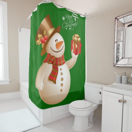 kerstgordijn, Snowman Douchegordijn (In situ)