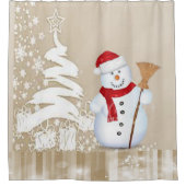 kerstgordijn, Snowman Douchegordijn (Voorkant)
