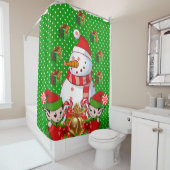 kerstgordijn, Snowman Elf Douchegordijn (In situ)