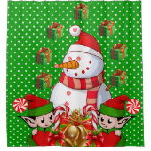 kerstgordijn, Snowman Elf Douchegordijn (Voorkant)