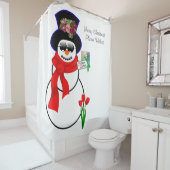 kerstgordijn, Snowman Iphone Douchegordijn (In situ)